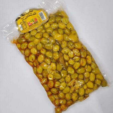 Olive vert avec garniture naturelle - زيتون اخضر بشرمولة طبيعية
